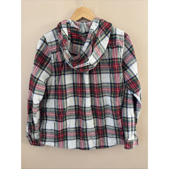 LL Bean Women’s M Plaid Flannel Zip Hoodie Relaxed Fit Pocket Scotch Plaid - Picture 6 of 6